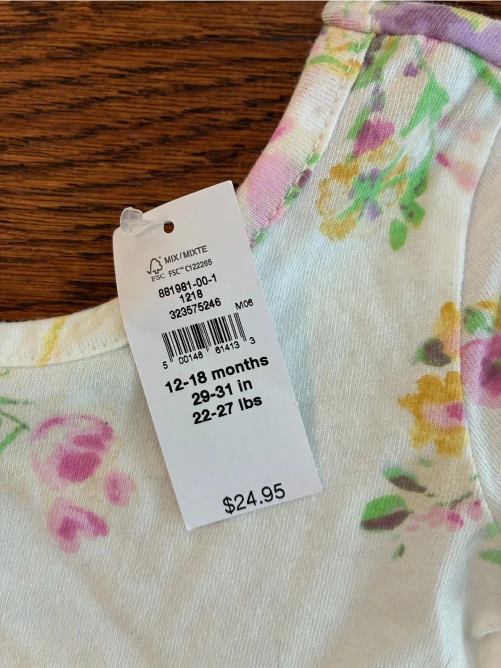 GAP White Floral Fit-and-Flare Dress with Pink & Green Bouquet Print